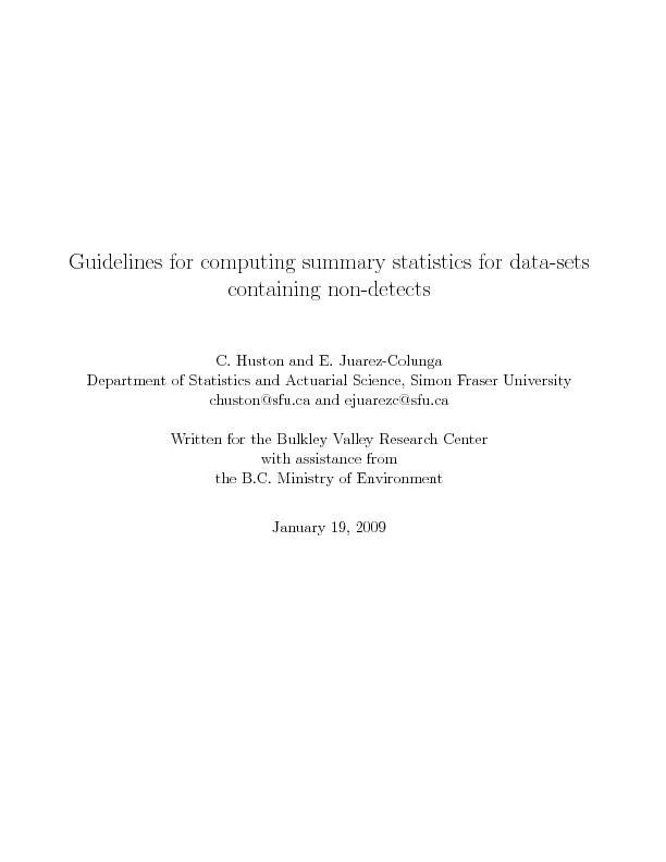 Guidelines for computing summary statistics for data sets containing non detects