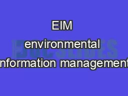 EIM environmental information management