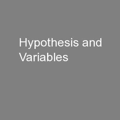 Hypothesis and Variables