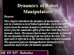 Dynamics of Robot Manipulators