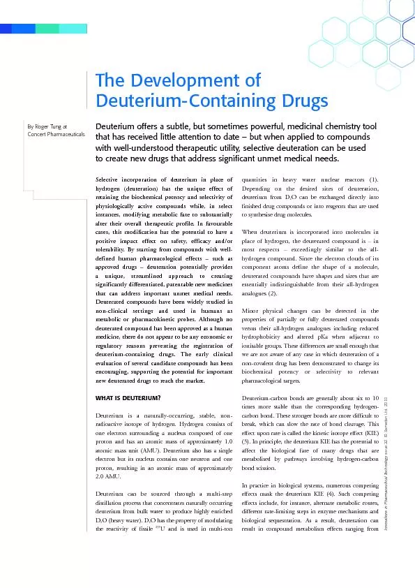 The development of deuterium containing drugs