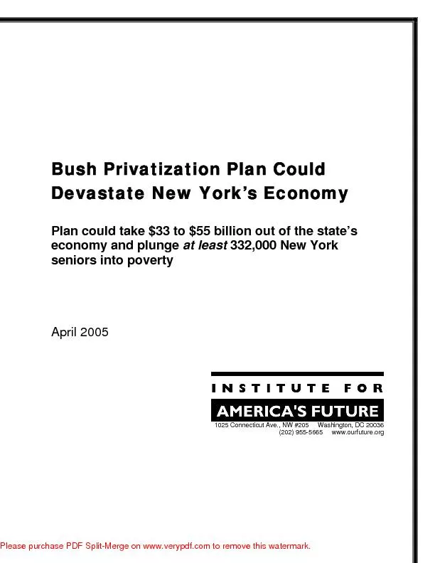 Bush Privatization Plan Could Devastate New York's economy