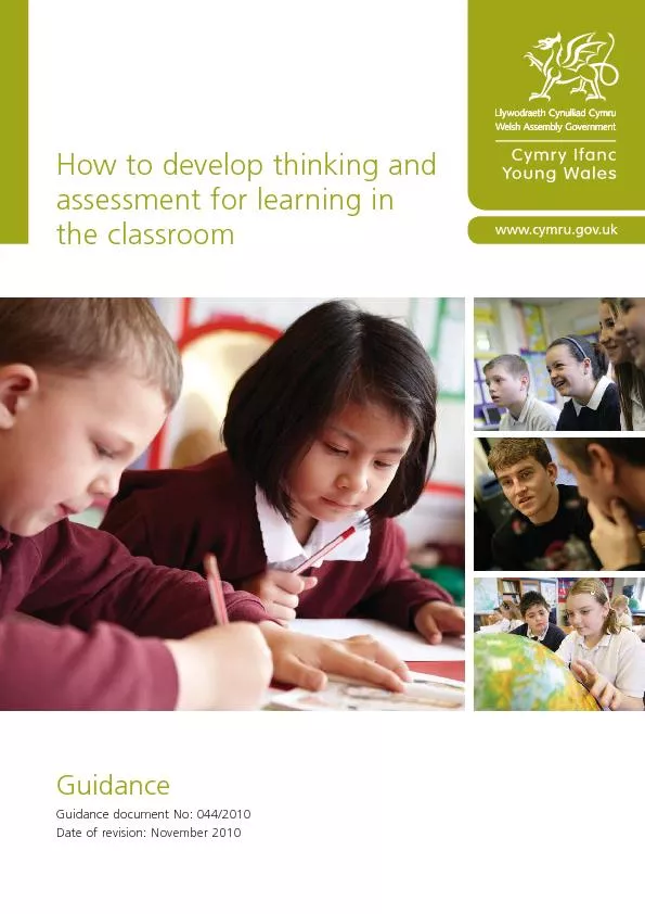 How to develop thinking and assessment for learning in the  classroom