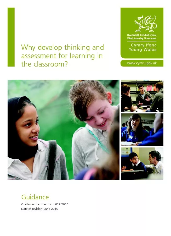 Why develop thinking and assessment for learning in the classroom