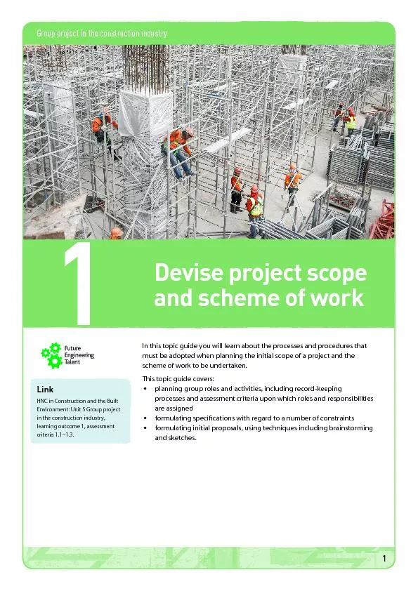 Devise project scope and scheme of work
