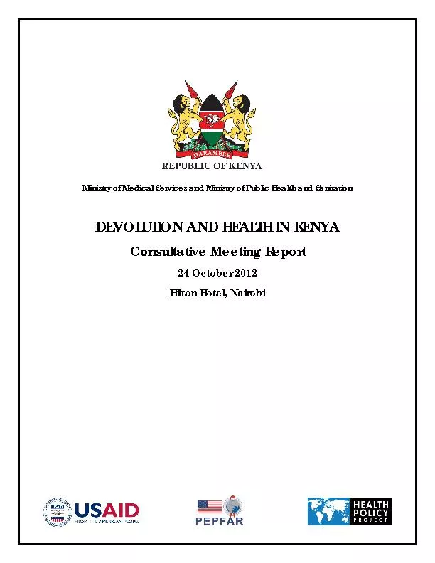DEVOLUTION AND HEALTIN KENYA