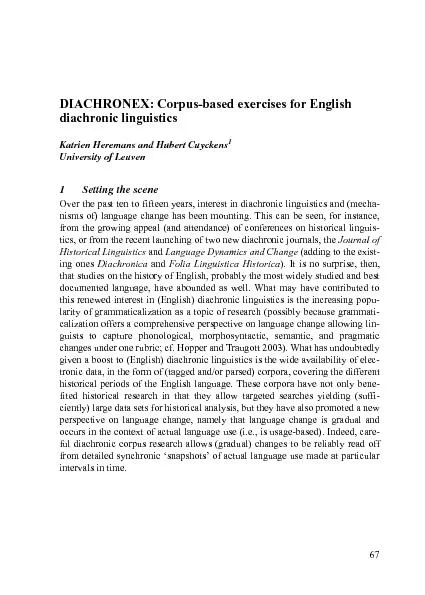  Corpus-based exercises for English diachronic linguistics
