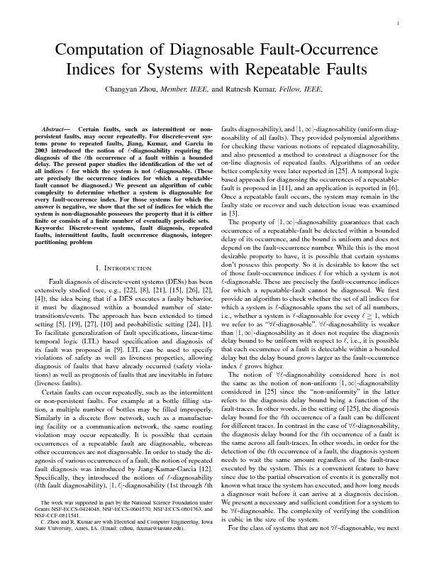 Computation of Diagnosable Fault Occurrence Indices for Systems with Repeatable faults