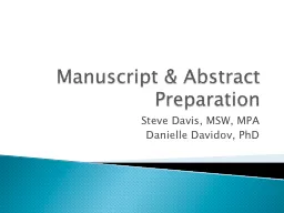 Manuscript & Abstract Preparation