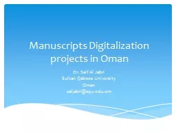 Manuscripts Digitalization projects in Oman