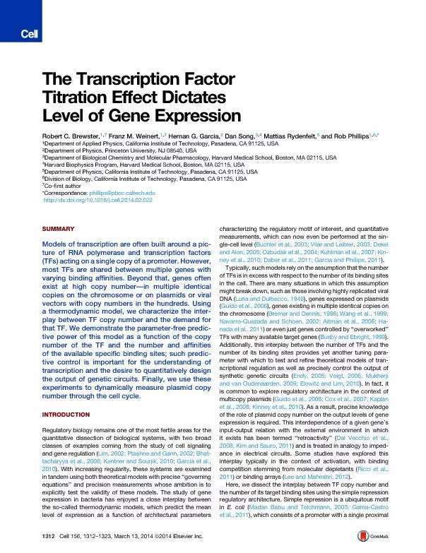 The Transcription Factor Titration Effect Dictates Level of Gene Expression