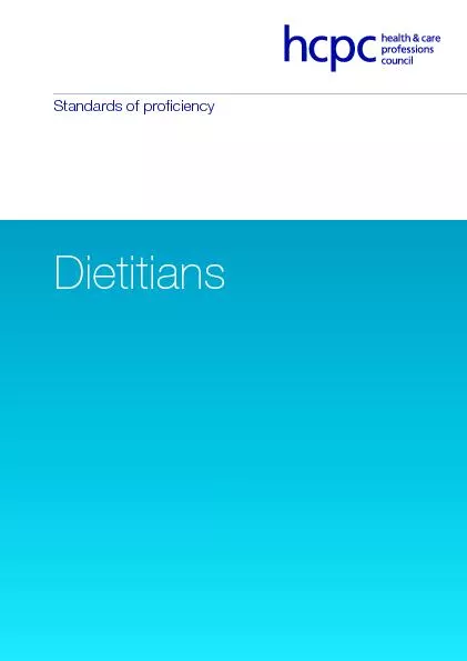 Standards of proficiency dietitians
