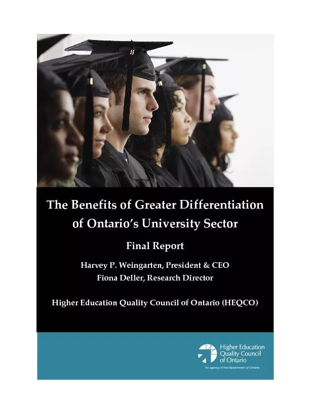 The benefits of greater differentiation of Ontario's university sector