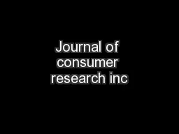 Journal of consumer research inc