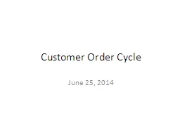 Customer Order Cycle