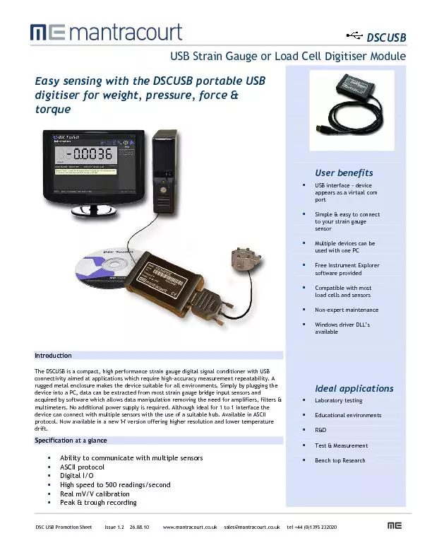 USB strain gauge or load cell digitiser module