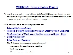 1 WHO/HAI Pricing Policy Papers
