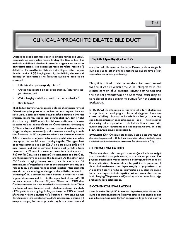 Clinical approach to dilated bile duct