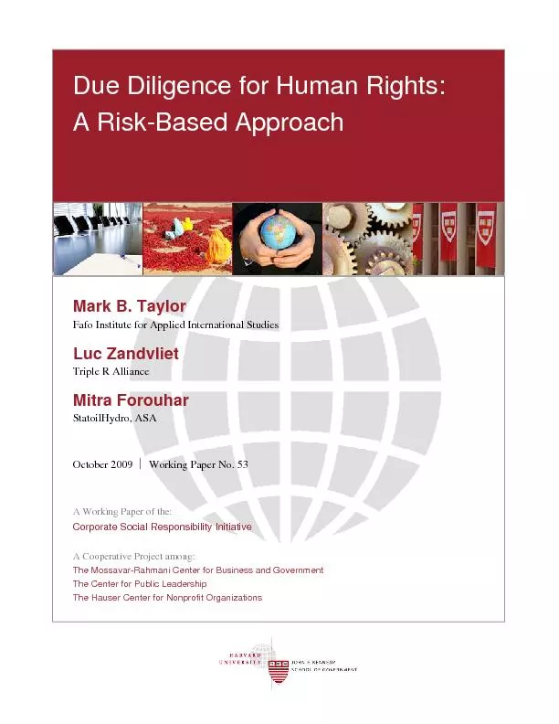 Due diligence for human rights a risk based approach