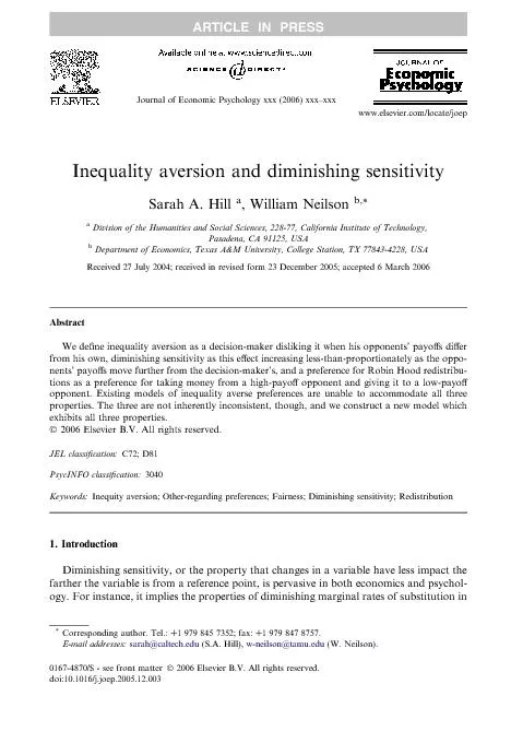 Inequality aversion and diminishing sensitivity