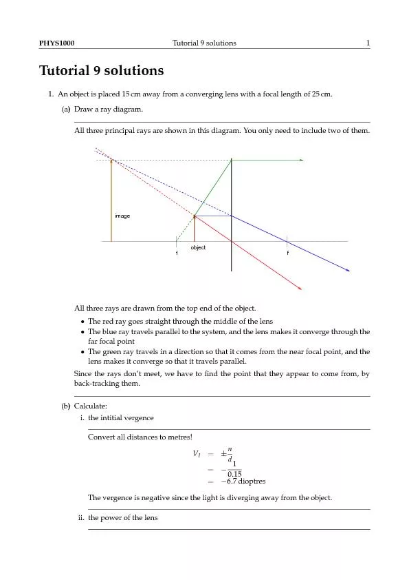 PHYS1000Tutorial9solutions1Tutorial9solutions1.Anobjectisplaced15cmawa