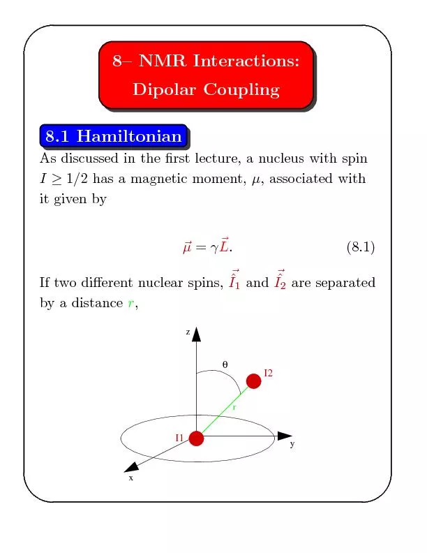 NMR Interactions Dipolar Coupling