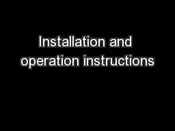 Installation and operation instructions