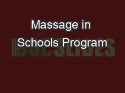 Massage in Schools Program