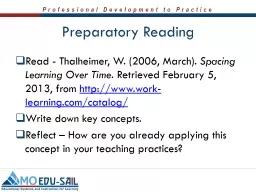 Preparatory Reading