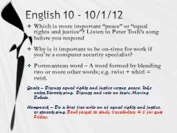 English 10 - 10/1/12