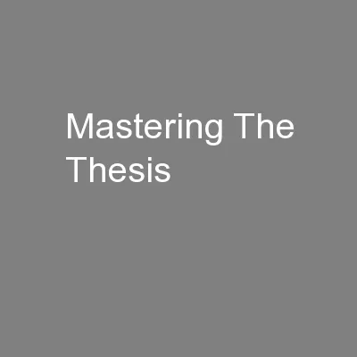 Mastering The Thesis