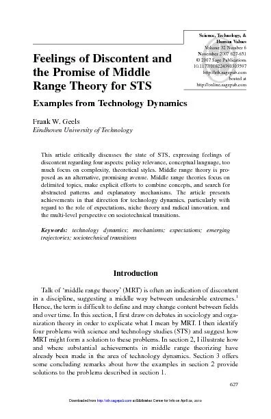 Feelings of Discontent and the Promise of Middle Range Theory for STS