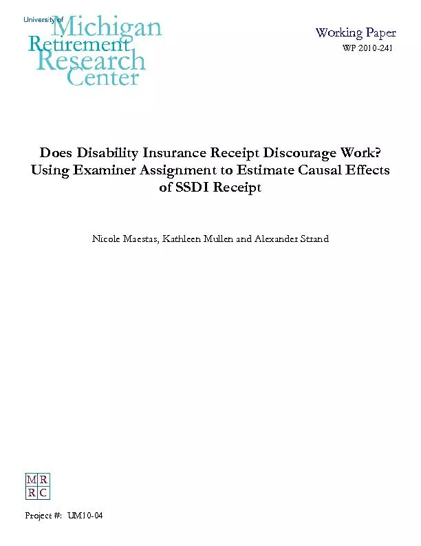 Does Disability Insurance Receipt Discourage Work? Using Examiner Assi