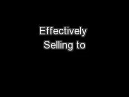 Effectively Selling to