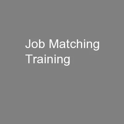 Job Matching Training