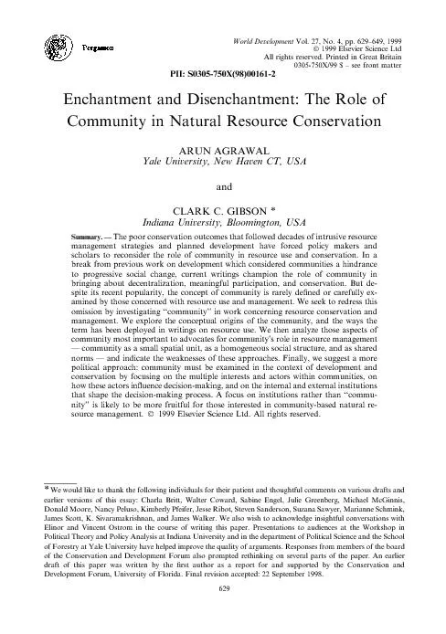 The role of community in natural resource conservation