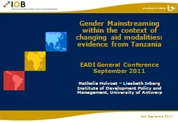 Gender Mainstreaming within the context of changing aid mod