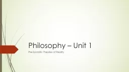Philosophy – Unit 1