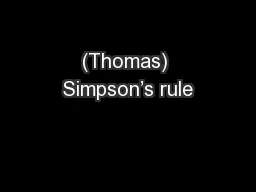 (Thomas) Simpson’s rule