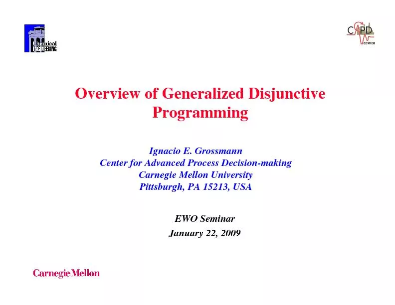 Overview of generalized disjunctive programming