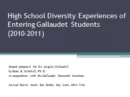 High School Diversity Experiences of Entering Gallaudet Stu