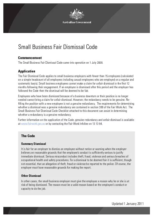 Small business fair dismissal code