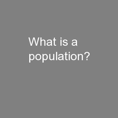 What is a population?