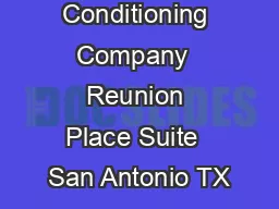 Friedrich Air Conditioning Company  Reunion Place Suite  San Antonio TX