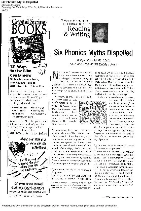 Six phonics myths dispelled