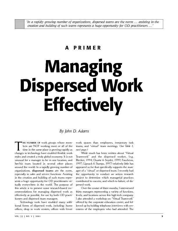 A primer managing dispersed work effectively