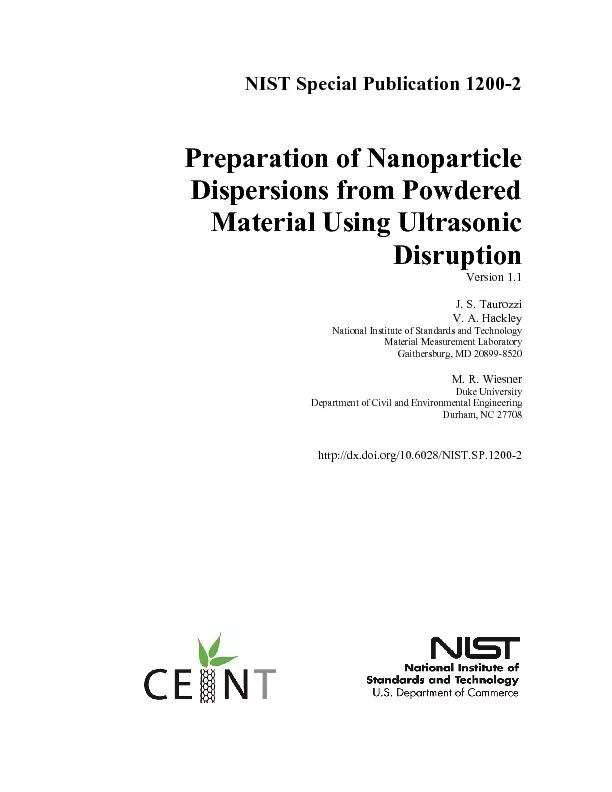 Preparation of Nanoparticle Dispersions from powdered material using ultrasonic disruption