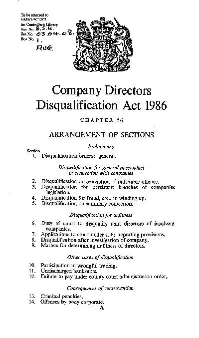 company directors disqualification act 1986
