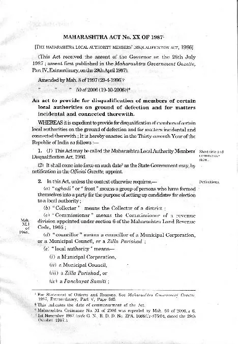 MAHARASHTRA ACT No XX OF 1987