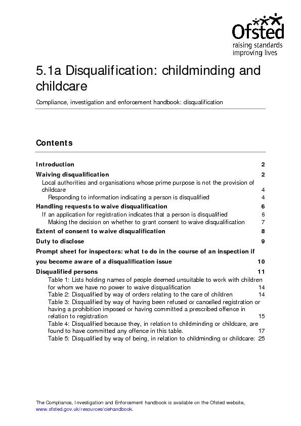A disqualification childminding and child care